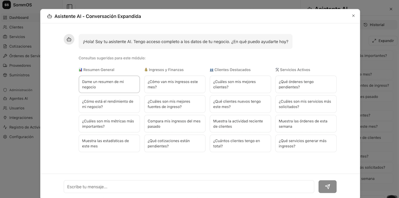 Interfaz de chat AI de SommOS